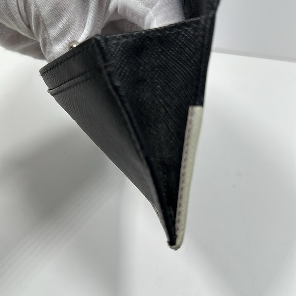 Authenticated PRADA Unisex Saffiano Leather Bi-Fold Bi-color Wallet- Black/White - Picture 11 of 16